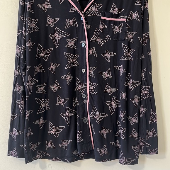 Soma Cool Nights Long Sleeve Grosgrain Trim Notch Collar Pajama Top Size Large - Picture 4 of 10